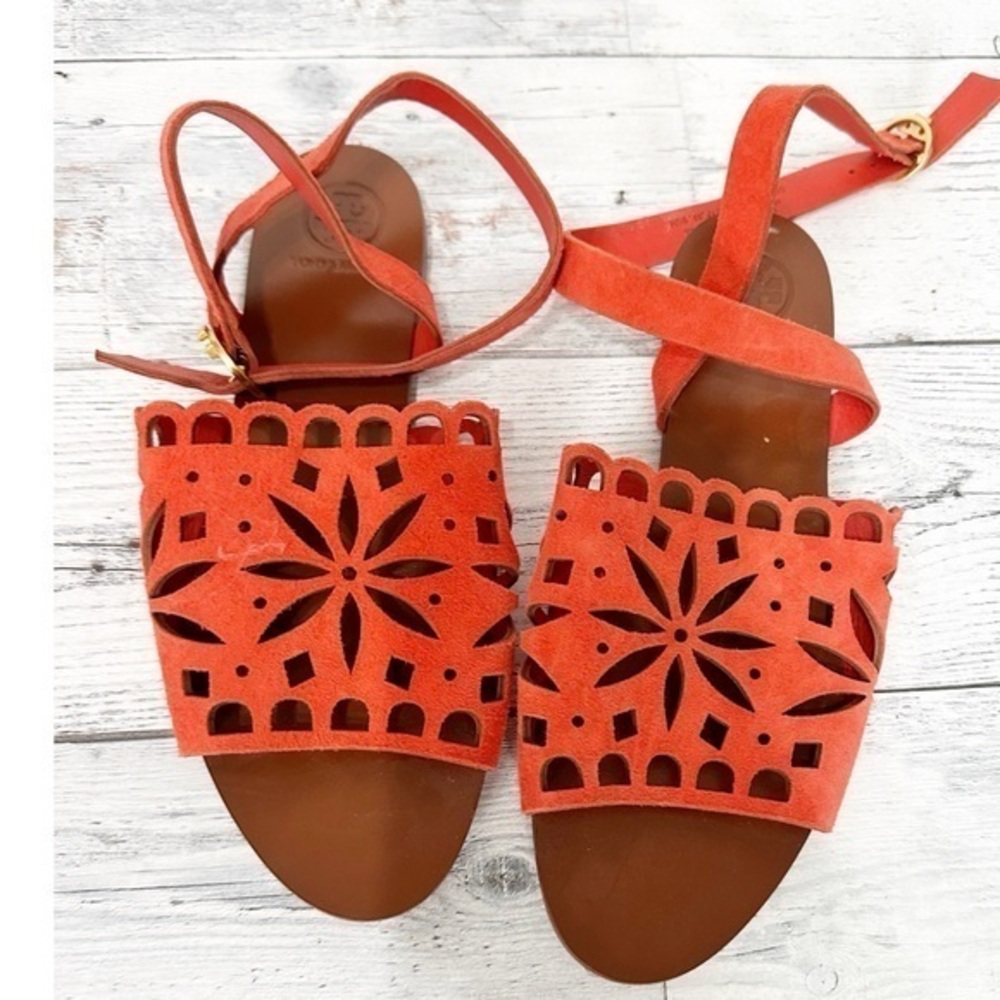 Tory Burch May Perforated Ankle Strap Sandals in size 5.5